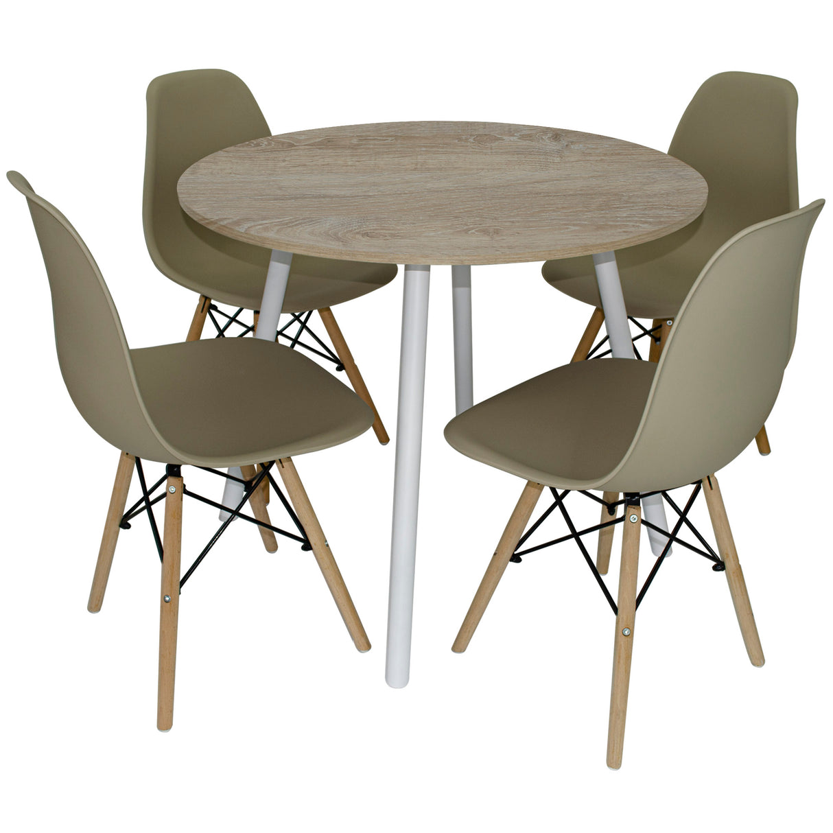 Comedor Redondo Vienes más 4 sillas DKR Tipo Eames BoxBit