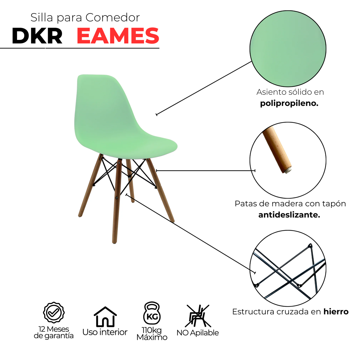 Set x 2 Sillas DKR Tipo Eames Verde Claro BoxBit